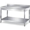 Ristotecno Tavolo in acciaio inox con ripiano di fondo e alzatina posteriore, profondità 90 cm [PRONTA CONSEGNA] - 90x90x85H
