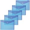 HERMA 20055 - Cartellina portadocumenti, formato DIN A5 (25 x 18 cm, in polipropilene, 5 pezzi) trasparenti con bottone automatico, per scuola, università, ufficio, buste in polipropilene, colore: blu