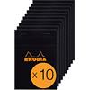 RHODIA 132009Cpack - Bloc-Notes a punto metallico N°13 Black - A6 - Quadretti piccoli - 80 fogli staccabili - Carta Clairefontaine 80g/m² -copertina in carta trattata- Confezione da 10 blocchi