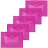 HERMA 20058 - Cartellina portadocumenti, formato A5, colore: rosa trasparente, 5 pezzi, piccole buste con bottone automatico, buste in plastica per scuola, università, ufficio, viaggio