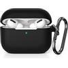 KOKOKA Custodia in Silicone Compatibile con AirPods Pro 2 (2022 Released) con Moschettone, LED Frontale Visibile, Nero
