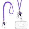 Vicloon Collana con Cordino in Cristallo con PortaBadge, Retrattile e Portachiavi, Carte ID Cinturino a Cordino Strass Bling Portabadge Trasparenti e Cinghia da Collo per Badge