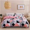 Vgzsyomqib Motivo Geometrico Set Copripiumino Matrimoniale Completo 1 Sacco Copripiumino 200x200 cm e 2 Federe 50x75 cm Copri Piumone Scacchi Righe Parure Biancheria Letto Una Piazza e Mezza Grigio Rosa