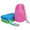 Linkidea Confezione da 3 sacchetti per sapone, esfolianti, in spugna, con coulisse, per bagno e doccia (tre colori casuali)