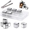 BUYGOO Cubetti Ghiaccio Acciaio Inox Riutilizzabili 8PZ Cubi Ghiaccio Riutilizzabili Ghiaccio Cocktail Cubetti di Ghiaccio Riutilizzabili Cubetti Whiskey Stones Pietre per Whisky con Pinza e Scatola