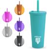 Filliano Bicchiere con cannuccia e coperchio Tumbler a doppia parete, Bicchiere per bevande 710ml Caffè, Tè, Borraccia con cannuccia , tazza con tappo , Tumbler con cannuccia