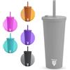 Filliano Bicchiere con cannuccia e coperchio Tumbler a doppia parete, Bicchiere per bevande 710ml Caffè, Tè, Borraccia con cannuccia , tazza con tappo , Tumbler con cannuccia