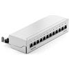 deleyCON CAT6a Patch Panel 12 Porte del Desktop & Montaggio a Parete - Schermato - Presa RJ45 12x - TIA568A TIA568B - Grigio Chiaro
