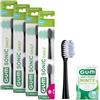 GUM Testine di ricambio GUM SONIC ORTHO | setole morbide | ideali per la pulizia dell'apparecchio | compatibili con tutti i manici GUM SONIC | 4x testine di ricambio (con campione omaggio)