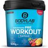 Bodylab24 Concentrated Pre-Workout Booster Punch alla frutta 500g, booster di energia con creatina, beta-alanina, arginina, niacina e caffeina, per più potenza ed energia durante gli allenamenti