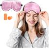Viedouce Mascherina per Dormire Occhi in 100% Seta Naturale Pura, Blocca la Luce per Donna e Uomo con Tappi per Orecchie e Borsa (1 Pezzo - Rosa)