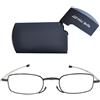 Mini Brille Occhiali da Lettura Pieghevoli con Aste Telescopiche, Tascabili (Grafite), in Omaggio Custodia, Occhiali Uomo e Donna Diottrie +1.5