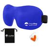 Vagabag Maschera da notte 3D - regolabile uomo donna lavabile - 100% coprente - Maschera per dormire la notte, in viaggio in aereo (Fiordaliso Blu)