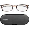 ThinOptics Occhiali da Lettura Brooklyn, Custodia Magnetica Milano, Leggeri | Occhiali da lettura pieghevoli e compatti per uomo e donna, tecnologia Flex-Fit, custodia magnetica in alluminio anodizzato