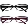 OPULIZE Nero E Nero Porpora Stile Diamonte Lettori Valore 2 Pacco Donna Signora Rr93-15 +2,50-58 Gr