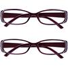 OPULIZE Occhiali Da Lettura Stile Diamonte Nero E Viola Lettori Valore 2 Pacco Stile Designer Donna Signora RR93-5 +3,50