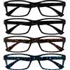 OPULIZE Occhiali Da Lettura Nero Marrone Blu Lettori Valore 4 Pacco Stile Designer Uomo Donna RRRR92-1123 +3,50