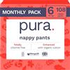 Pura Pannolini Mutandina Eco - Taglia 6 (15kg+), 18 Pannolini, Pannolini a Mutandina Usa e Getta per Pelli Sensibili e Inclini alle Allergie, Ipoallergenici, Senza Profumo, Facili da Strappare ai Lati