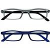 OPULIZE Occhiali Da Lettura Opaco Grigio Nero Blu Navy Leggero Lettori Valore 2 Pacco Uomo Donna RR17-73 +2,50