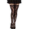 Leg Avenue Calze autoreggenti in pizzo floreale nero con parte superiore in silicone, taglia unica