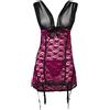 Shirley of Hollywood numero x25235 misura 3 x Magenta/Nero Stretch Lace Chemise e denari