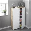 Fores Scarpiera A 2 Ante E 6 Ripiani 72x36x103 In Legno Rovere E Bianco Armadio Portascarpe Maxi