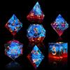SIQUK 7 Pezzi Dadi Poliedrici da Gioco Polyhedral 7-Die DND Dice Set D4 D6 D8 D10 D12 D20 D% per RPG MTG Dungeon and Dragons, Rosso Fiamma & Blu Ghiaccio