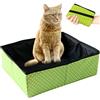 Omxyinma Lettiera Pieghevole per Gatti Portatile per Gattino, Lettiera da Viaggio per Gatti, Impermeabile, Facile da Pulire per Interno All'aperto Campeggio Viaggi, L, 40 * 30cm(Verde)
