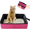 Omxyinma Lettiera Pieghevole per Gatti, Portatile Lettiera da Viaggio per Gattino, Impermeabile, Facile da Pulire per Interno All'aperto Campeggio Viaggi, L, 40 * 30cm(Rossa rosa)