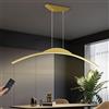WERSVG Lampada a Sospensione a LED Dimmerabile Lampada da Tavolo da pranzo Moderna con Telecomando con Design ad arco Lampadario Regolabile in altezza per Sala da Pranzo Soggiorno Cucina (150cm，70W, Oro)