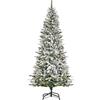 HOMCOM Albero di Natale Artificiale Innevato con 250 Luci LED Colorate, 829 Rami e Base Pieghevole, Φ112x210cm, Verde