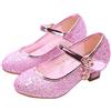 YOSICIL Principessa Scarpe Bambina Festive Scarpe col Tacco da Principessa Cosplay Scarpe da Sera per Bambine Dress Up Cerimonia Festa Scarpe Eleganti,Rosa,32EU