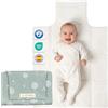 MIMUSELINA Fasciatoio Portatile Neonato | Fasciatoio da Viaggio Pieghevole, Impermeabile e Leggero | Esterno 100% Cotone, Interno Lavabile e Senza BPA | Chiusura Sicura