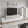 Dmora Parete Attrezzata Mirko 45x280x121h cm Bianco Lucido Modulabile 12 Ripiani, 14 Vani Made in Italy