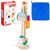 HELLOWOOD Set per la Pulizia in Legno per Bambini 8 Pezzi Giocattolo per Casa Set di Giochi per Finta Include Scopa Mop Spazzole per Paletta Supporto Giocattolo per la Pulizia Regalo per Ragazze Ragazzi Età 3-6