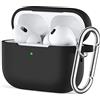 Easuny Custodia per AirPods PRO 2/1 (2022/2019) - Silicone Cover per AirPods PRO 2nd/1st Case, Antiurto Protezione Cover Compatibile con AirPods PRO Seconda Generazione, con Moschettone, Nero