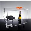 Slato Ron ⎪ Tavolino con ruote a tre ripiani da Salotto, Soggiorno, Tavolino lato Divano, Tavolino da caffè, Design Moderno in cristallo acrilico. Trasparente, Made in Italy