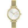 Lacoste Orologio Analogico al Quarzo da Donna con Cinturino in Maglia Metallica in Acciaio Inossidabile Dorato - 2001254