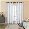 GIRASOLE HOME® Coppia Tende Semi Oscuranti Morbide Fantasia Stelle Argentate Tenda Morbida per Interni con Occhielli 2 Pannelli (Bianco, 140x290cm)