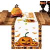 Lingqiang Happy Halloween runner da tavola, arancione bianco decorazione da tavolo per Halloween, zucca caramelle pipistrello dolcetto dolcetto per feste del tavolo da pranzo decorazione della cucina