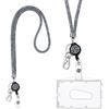 Vicloon Collana con Cordino in Cristallo con PortaBadge, Retrattile e Portachiavi, Carte ID Cinturino a Cordino Strass Bling Portabadge Trasparenti e Cinghia da Collo per Badge