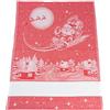 Filet - Strofinaccio Natalizio in Cotone Jaquard, Misura 81 x 57 cm, con Inserto in Tela Aida da Ricamare, Fantasia Babbo Natale sulla Slitta, Made in Italy, Colore Rosso