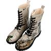 DOGO Femme Cuir Vegan Beige Bottes Longues à Glissière - Bottes de Mode Décontractées Confortables Faites à la Main, Gracious Feathers Motif