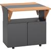 HOMCOM Tavolo Pieghevole Salvaspazio per 4 Persone max con 4 Ruote, Ripiano Nascosto e Armadietto con Ante, 70x83x75 cm, Giallo e Grigio|Aosom