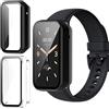 GEJEFA Cover per Xiaomi Mi Band 7 PRO/Smart Band 7 PRO Custodia + Pellicola Protettiva,[2 Pezzi][Copertura Completa] Custodia Rigida Protettiva in Vetro Temperato Integrata,Trasparente+Nero