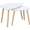 HOMCOM Set 2 Tavolini da Salotto Stile Nordico, Design Impilabile, Gambe in Legno Robuste, Ideale per Soggiorno, Bianco