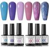 RSTYLE Semipermanente Unghie, 6 Colori Blu Viola Pervinca Smalti Semipermanenti Per Unghie Smalto Unghie Nail Polish Soak Off Smalto Gel Unghie UV LED Manucure Kit