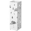 SONGMICS Porta Ombrelli in Metallo, Contenitore per Ombrelli con Vaschetta Scolapioggia e 4 Gancetti, 15,5 x 15,5 x 49 cm, Bianco LUC49W