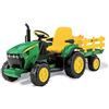 Peg Perego John Deere Ground Force - Trattore Elettrico Cavalcabile per Bambini 3+ Anni con Batteria Ricaricabile 12V, Rimorchio Incluso e Radio FM