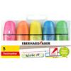 Eberhard Faber 551408 - Mini set di evidenziatori, glitter neon, 5 pennarelli con punta a cuneo